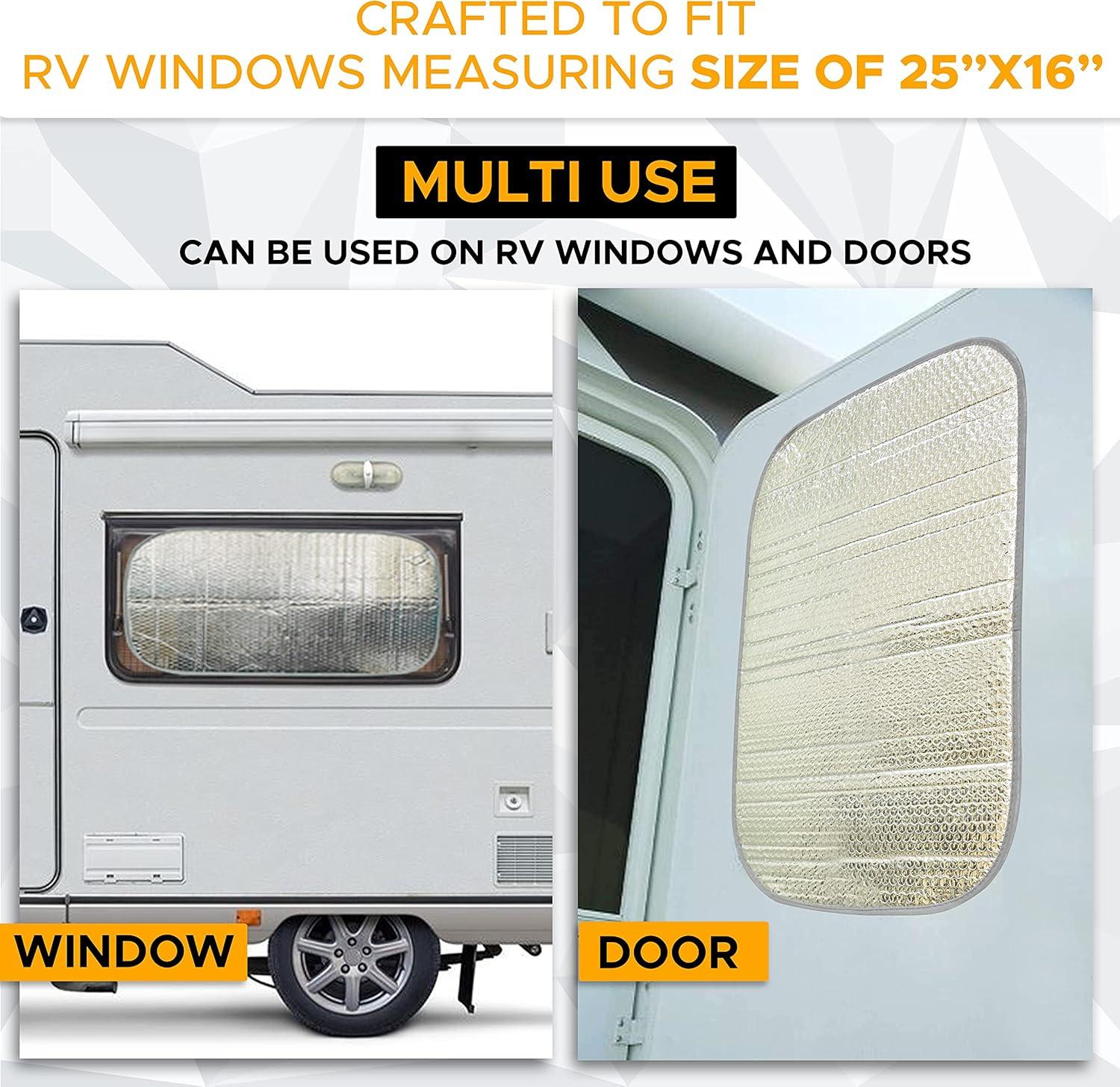imageEcoNour RV Door Window Shade 2 Pack Trailer RV Skylight Covering Total UV Protection  Foldable Window Sunshade  Blinds for Camper Windows  Camping Accessories for Travel Trailer  16quot x 25quotSilver