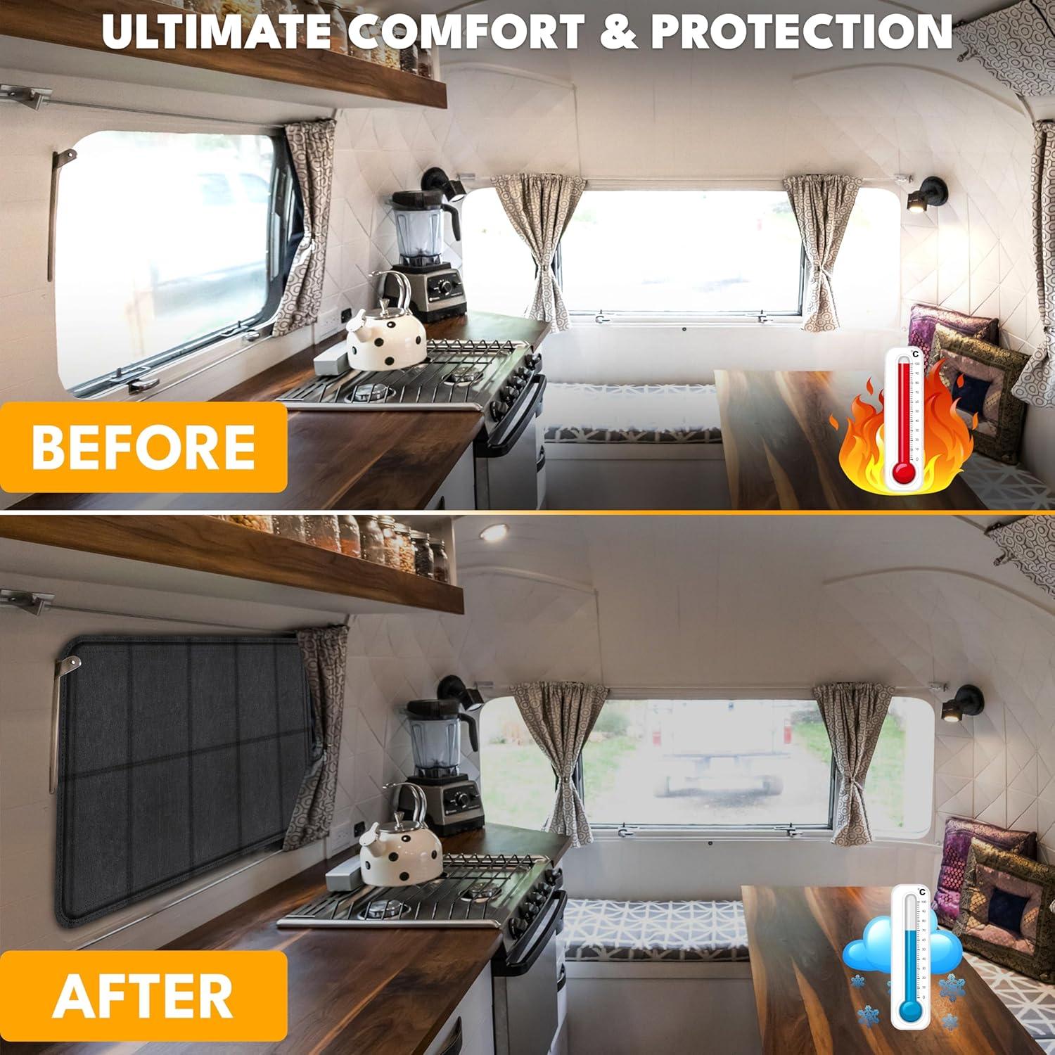 imageEcoNour RV Magnetic Window Shade for Side Door  Foldable Blackout UV Protection Cover  Winnebago Itasca Sunova Class A RV Entry Doors  4 Hook ampamp Loop Waterproof Oxford Fabric  Large 27quot 18quotLarge