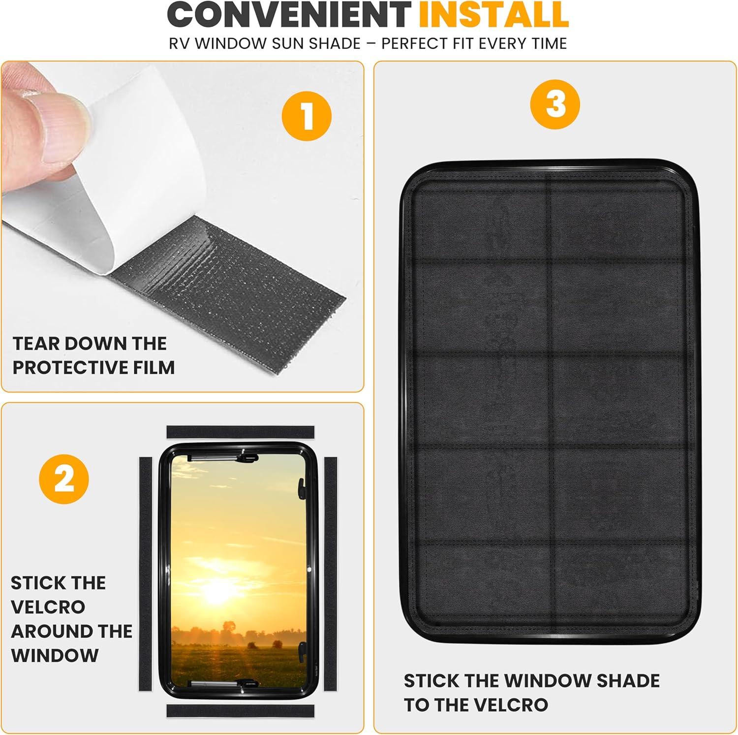 imageEcoNour RV Magnetic Window Shade for Side Door  Foldable Blackout UV Protection Cover  Winnebago Itasca Sunova Class A RV Entry Doors  4 Hook ampamp Loop Waterproof Oxford Fabric  Large 27quot 18quotLarge