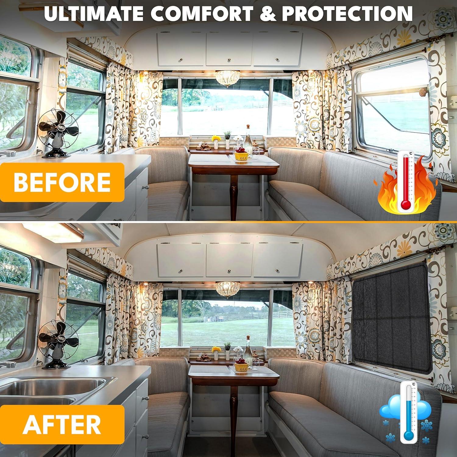imageEcoNour RV Magnetic Window Shade for Side Door  Foldable Blackout UV Protection Cover  Winnebago Itasca Sunova Class A RV Entry Doors  4 Hook ampamp Loop Waterproof Oxford Fabric  Large 27quot 18quotXLarge