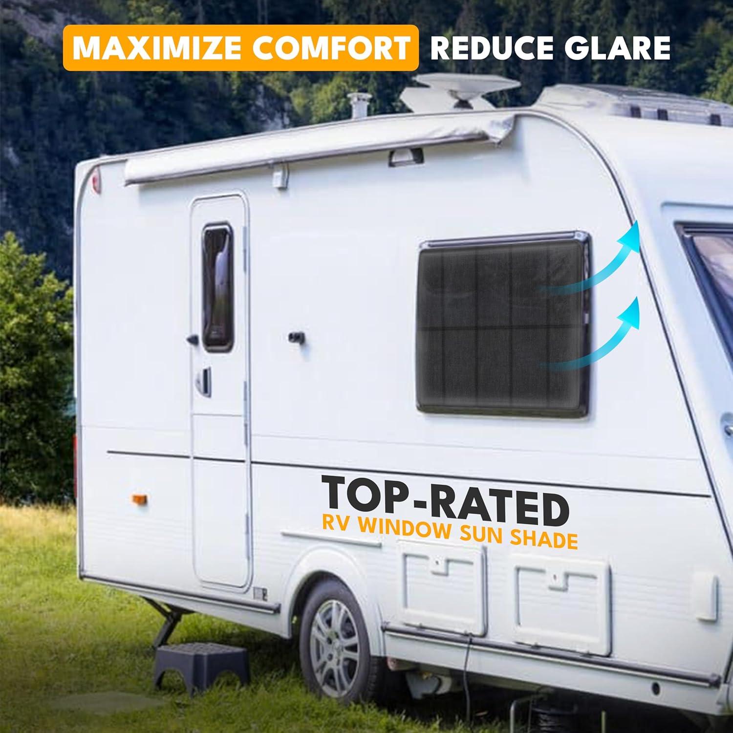 imageEcoNour RV Magnetic Window Shade for Side Door  Foldable Blackout UV Protection Cover  Winnebago Itasca Sunova Class A RV Entry Doors  4 Hook ampamp Loop Waterproof Oxford Fabric  Large 27quot 18quotLarge