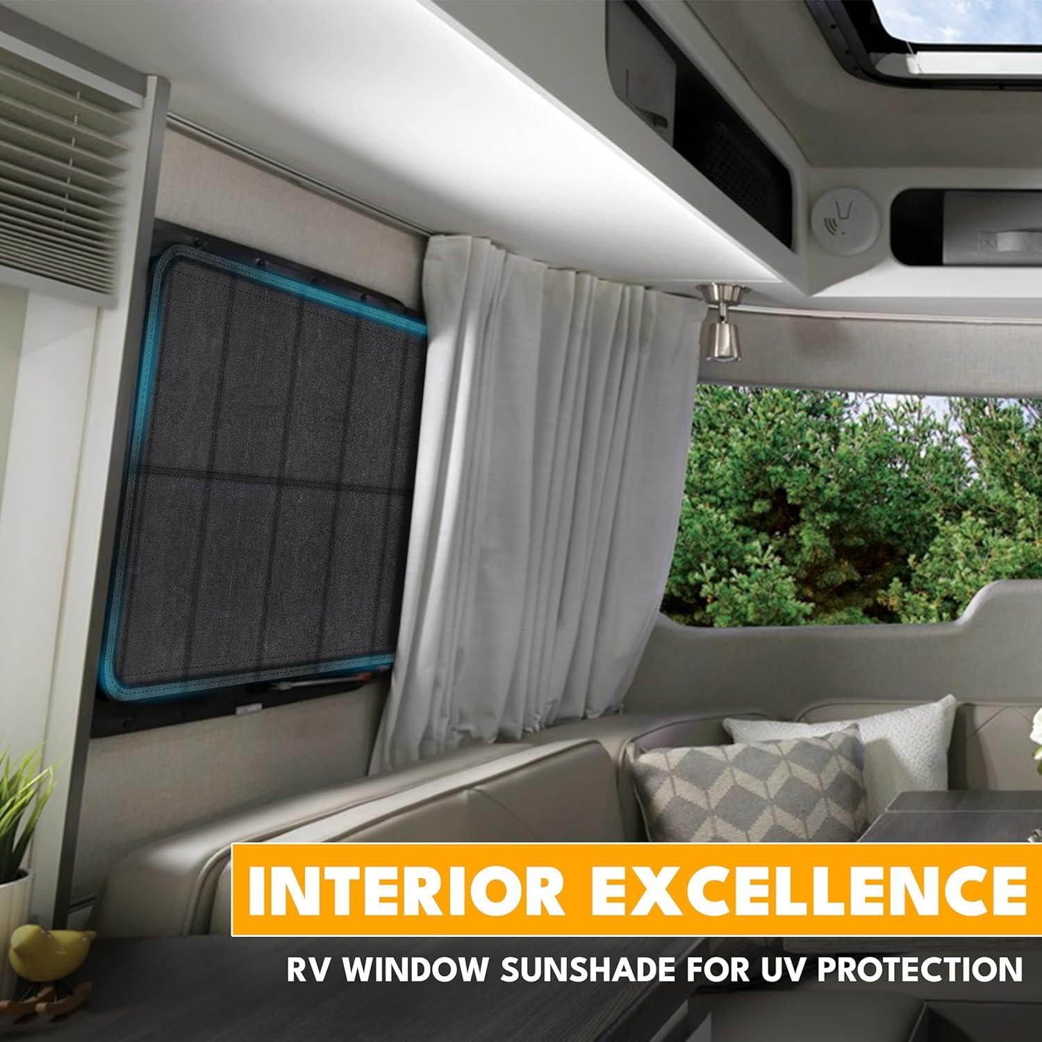 imageEcoNour RV Magnetic Window Shade for Side Door  Foldable Blackout UV Protection Cover  Winnebago Itasca Sunova Class A RV Entry Doors  4 Hook ampamp Loop Waterproof Oxford Fabric  Large 27quot 18quotLarge