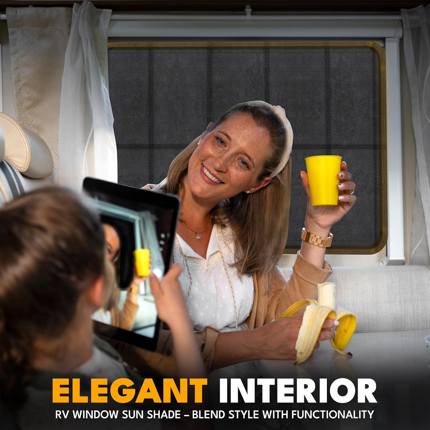 imageEcoNour RV Magnetic Window Shade for Side Door  Foldable Blackout UV Protection Cover  Winnebago Itasca Sunova Class A RV Entry Doors  4 Hook ampamp Loop Waterproof Oxford Fabric  Large 27quot 18quotXLarge
