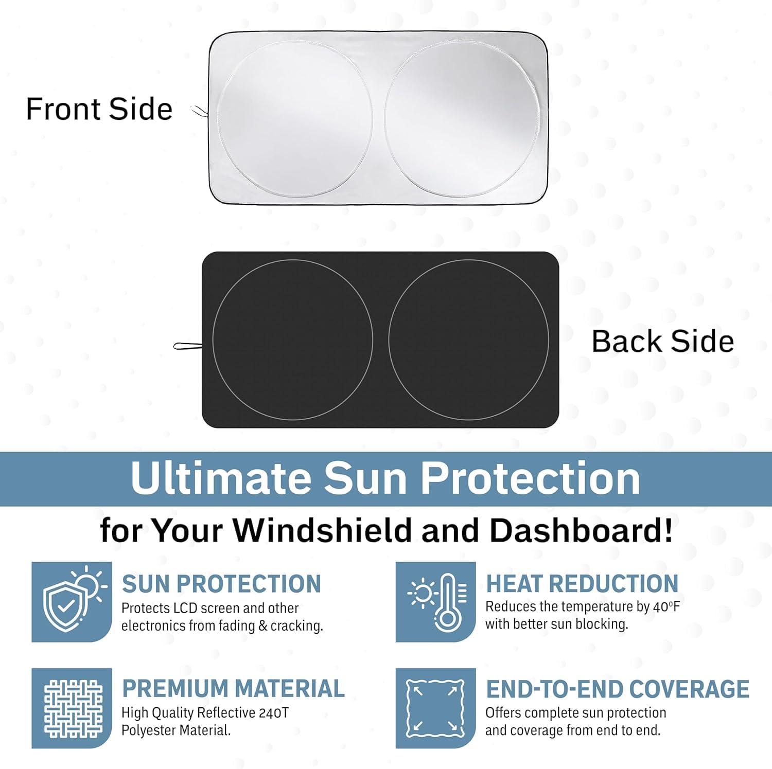 imageFoldable Windshield Sun Shade for Car  240T Reflective UV and Heat Shield with Storage Bag  Keeps Interior Cool  Universal Fit for Sedans SUVs and Trucks  Medium 64quot x 32quotMedium