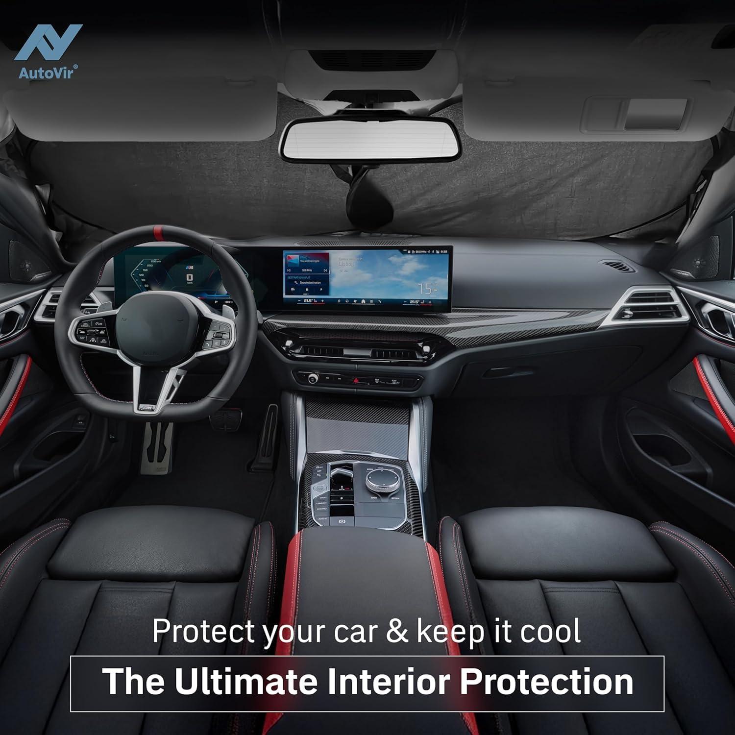 imageFoldable Windshield Sun Shade for Car  240T Reflective UV and Heat Shield with Storage Bag  Keeps Interior Cool  Universal Fit for Sedans SUVs and Trucks  Medium 64quot x 32quotMedium