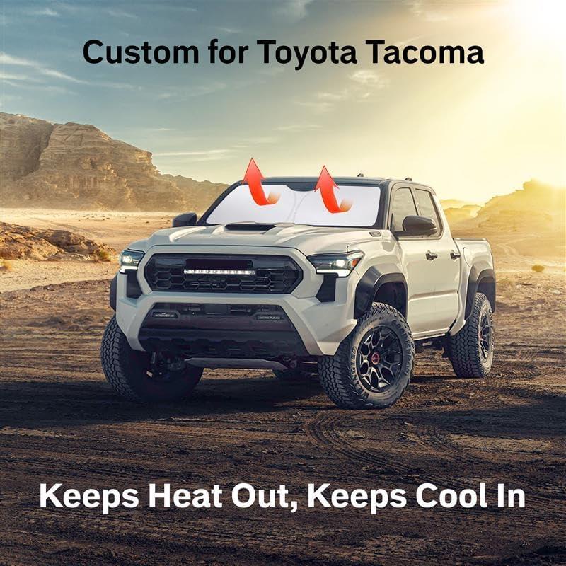 imageToyota Tacoma 20162025 Windshield Sunshade  4Layer 240T Front Window Shade Custom Fit for Toyota Tacoma 2Dr4Dr Pickup Truck  Sun Visor Blocks 100 UV Rays ampamp HeatFit for Toyota Tocoma 20162025