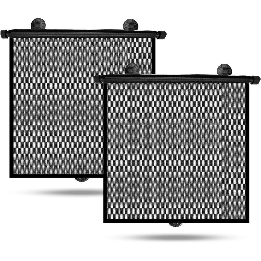 imageBaby Car Window Shades Upgraded 2 Pack  Roller Sunshade for Kids  Side Window Sun Shades for UV and Sun Protection  Window Shade for Baby in Car 15quotx17quot