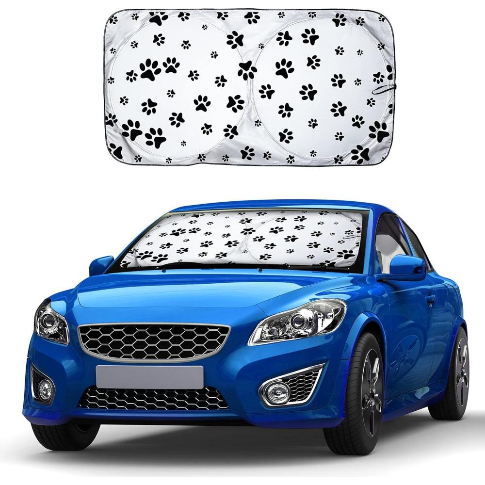 imageEcoNour 240T Windshield Sun Shade Patriotic Design  American Flag ampamp Bald Eagle  UV ampamp Heat Protection for Cars Interior Cool Trucks SUVs  Foldable Reflective Sun Visor 64quot x 32quotPuppy Foot