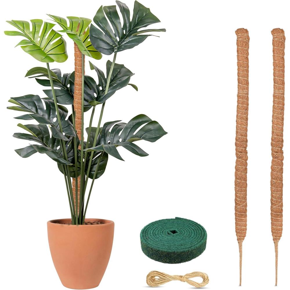 imageEcoNour 28quot 2 Pack Moss Pole  Moss Pole Monstera Plant Support  Plant Sticks for Indoor Climbing Plants  Support for Potted Plants Like Pothos Philodendrons and More48 Inches  2 PCS