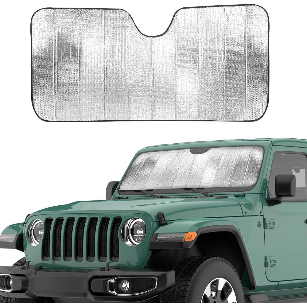imageEcoNour Accordion Car Windshield Sun Shade American Flag Design  Reflective Car Window Shades for UV Protection ampamp Heat Block  Foldable Sun Shield for Front Window  58 x 275 InchesSilver
