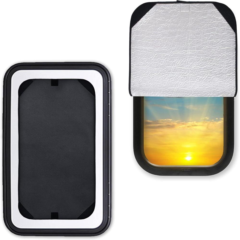 imageEcoNour RV Door Window Shade 2 Pack Trailer RV Skylight Covering Total UV Protection  Foldable Window Sunshade  Blinds for Camper Windows  Camping Accessories for Travel Trailer  16quot x 25quotblack