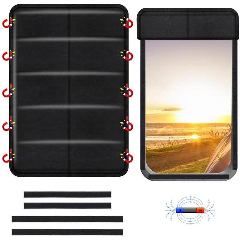 imageEcoNour RV Magnetic Window Shade for Side Door  Foldable Blackout UV Protection Cover  Winnebago Itasca Sunova Class A RV Entry Doors  4 Hook ampamp Loop Waterproof Oxford Fabric  Large 27quot 18quotMedium
