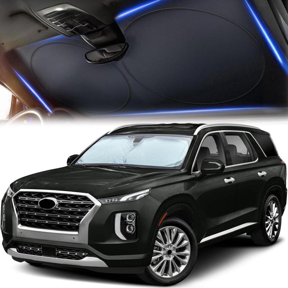 imageFoldable Windshield Sun Shade for Car  240T Reflective UV and Heat Shield with Storage Bag  Keeps Interior Cool  Universal Fit for Sedans SUVs and Trucks  Medium 64quot x 32quotLarge