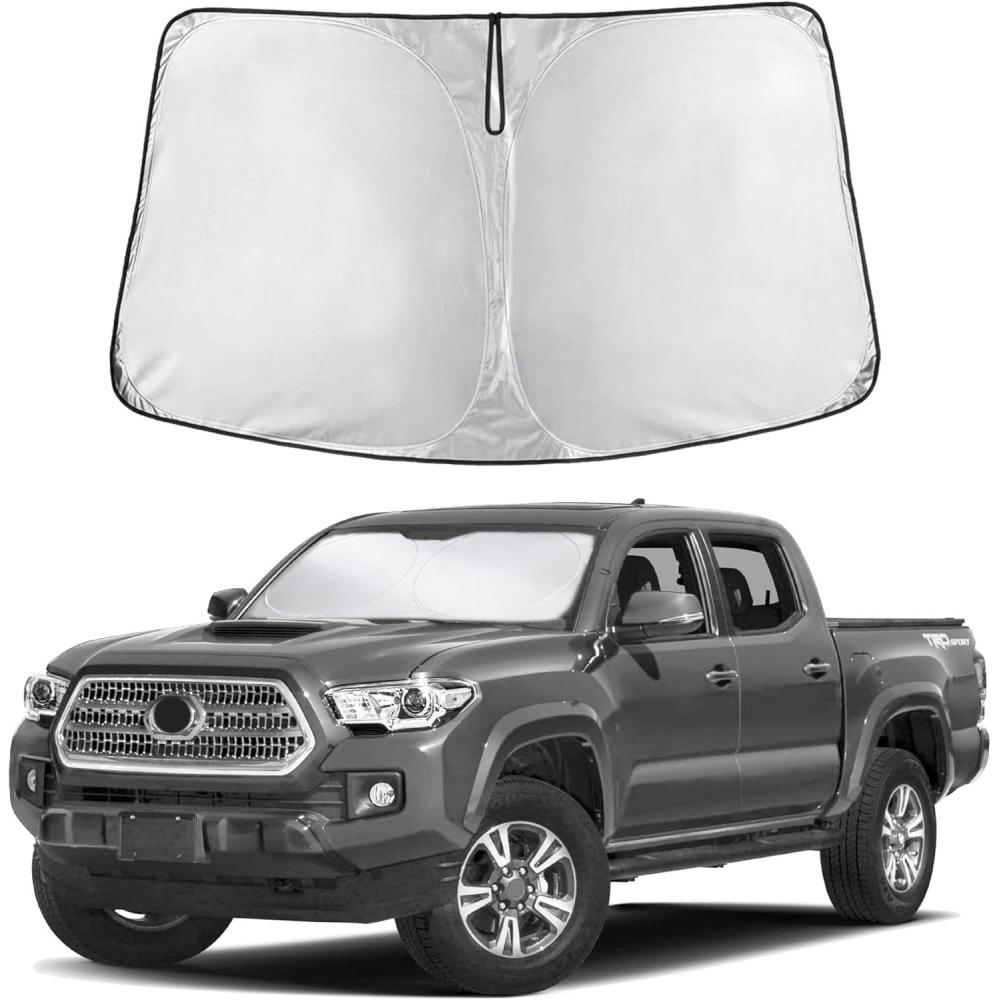 imageToyota Tacoma 20162025 Windshield Sunshade  4Layer 240T Front Window Shade Custom Fit for Toyota Tacoma 2Dr4Dr Pickup Truck  Sun Visor Blocks 100 UV Rays ampamp HeatFit for Toyota Tocoma 20162025