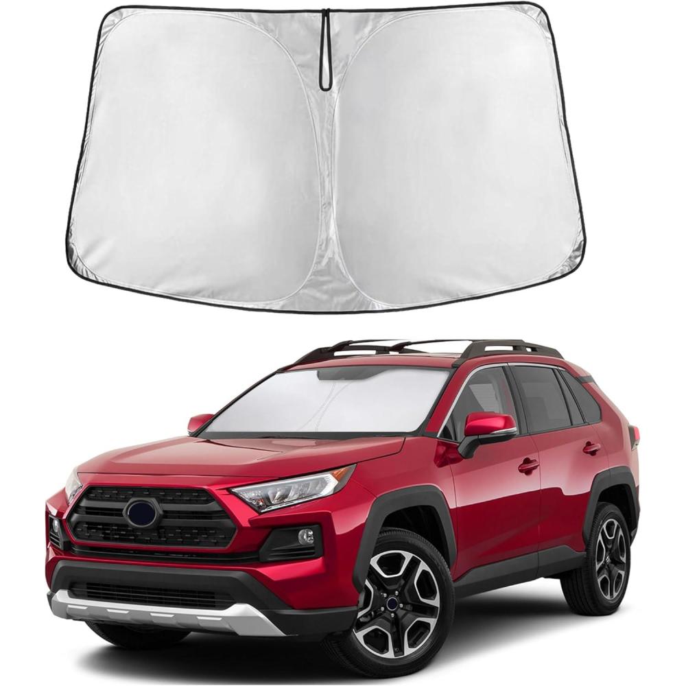 imageToyota Tacoma 20162025 Windshield Sunshade  4Layer 240T Front Window Shade Custom Fit for Toyota Tacoma 2Dr4Dr Pickup Truck  Sun Visor Blocks 100 UV Rays ampamp HeatFit for Toyota Rav420192025