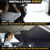imageFoldable Windshield Sun Shade for Car  240T Reflective UV and Heat Shield with Storage Bag  Keeps Interior Cool  Universal Fit for Sedans SUVs and Trucks  Medium 64quot x 32quotMedium Plus