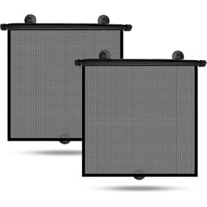 imageBaby Car Window Shades Upgraded 2 Pack  Roller Sunshade for Kids  Side Window Sun Shades for UV and Sun Protection  Window Shade for Baby in Car 15quotx17quot