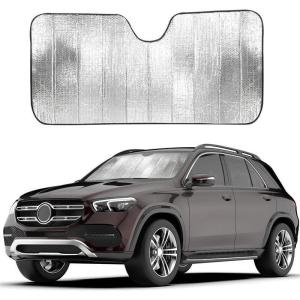 imageEcoNour Accordion Foldable Windshield Sun Shade  Premium Reflective Sun Visor for SUVs ampamp Pickups Windshields  UV ampamp Heat Reflective Sunshade with Durable DualLayer Design  Large 58 x 28Large