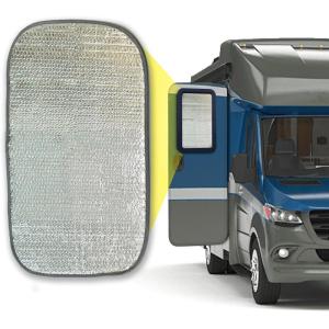 imageEcoNour RV Door Window Shade 2 Pack Trailer RV Skylight Covering Total UV Protection  Foldable Window Sunshade  Blinds for Camper Windows  Camping Accessories for Travel Trailer  16quot x 25quotSilver