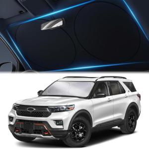 imageFoldable Windshield Sun Shade for Car  240T Reflective UV and Heat Shield with Storage Bag  Keeps Interior Cool  Universal Fit for Sedans SUVs and Trucks  Medium 64quot x 32quotMedium