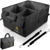 imageEcoNour Trunk Organizer for Car  SUV Collapsible Cargo Storage Box with Detachable Dividers Mesh Pockets ampamp Adjustable Straps  Multi Compartment Organizer for Groceries Tools Travel  BlackTrunk Organizer