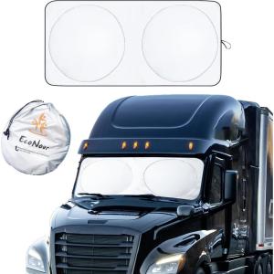 imageEcoNour Semi Truck Patriotic Flag Printed Sun Shade for Windshield and Side Windows  240T Windshield Sunshade to Block UVSun Heat Rays  Best for Semi Commercial ampamp Big Rig TruckSilver