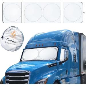 imageEcoNour Semi Truck Patriotic Flag Printed Sun Shade for Windshield and Side Windows  240T Windshield Sunshade to Block UVSun Heat Rays  Best for Semi Commercial ampamp Big Rig TruckSilver Detachable Model