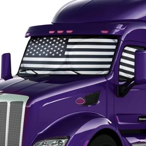 imageEcoNour Semi Truck Patriotic Flag Printed Sun Shade for Windshield and Side Windows  240T Windshield Sunshade to Block UVSun Heat Rays  Best for Semi Commercial ampamp Big Rig TruckBlack  White
