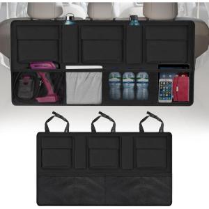 imageEcoNour Trunk Organizer for Car  SUV Collapsible Cargo Storage Box with Detachable Dividers Mesh Pockets ampamp Adjustable Straps  Multi Compartment Organizer for Groceries Tools Travel  BlackSeatMounted Organizer