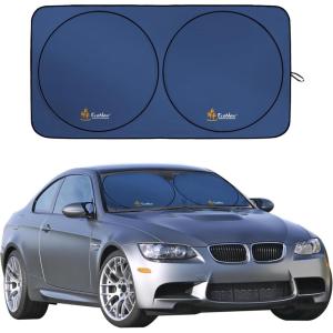 imageEconour Car Windshield Sun Shade  Premium Reflective Sunshade with 300T Polyester for UV ampamp Heat Glare  Car Interior Accessories for Sedans Mini SUVs ampamp Hatchbacks  Medium 64quot x 32quotblue