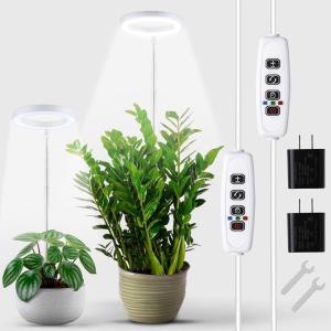 imageEcoNour 28 1Pack Halo Plant Grow Light for Indoor Plants Full Spectrum 6000k Grow Lamp for Single Plants Auto OnOff Timer House Plant Growing LED Lamp2 Pack