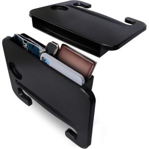 imageEcoNour 3in1 Steering Wheel Tray with Car Seat Gap Filler Organizer 1 Pack  Food Table for Eating in Car  Laptop Desk iPad Holder and Storage Box inBetween Seat Organizer  Car Accessories