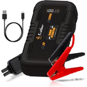 imageEcoNour Car Battery Jump Starter  Car Battery Jumper  2500A Portable Car Jumper Pack with Charger Cable  Ideal for Up to 85L Gasoline ampamp Diesel Engines  Compatible with Ford Honda ampamp JeepCS 20 2500 Amps