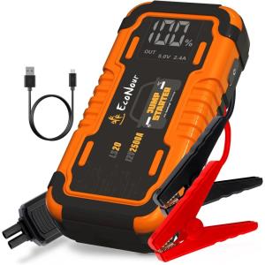 imageEconour 4000A Car Jump Starter  12V Battery Booster Pack for Up to 8L Gas ampamp 10L Diesel Engines 25000mAh Portable Power Bank with 65W Fast Charging LED Display Jumper Cables ampamp Emergency FlashlightLS 20 2500 Amps Fast Charging