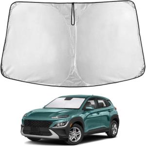 imageEcoNour Tesla Model S Windshield Sun Shade  Durable 240T Polyester Material Blocks Sun ampamp Heat  Reflective Sun Shield with Storage Pouch  Offers Protection for Car Interior  Tesla Car AccessoriesHyundai Kona 20182025