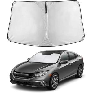 imageEcoNour Tesla Model S Windshield Sun Shade  Durable 240T Polyester Material Blocks Sun ampamp Heat  Reflective Sun Shield with Storage Pouch  Offers Protection for Car Interior  Tesla Car AccessoriesHonda Civic 20162021