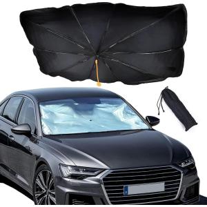 imageEcoNour Umbrella Sunshade for Car  Upgraded Bendable Silicone Shaft for ScratchLess Dashboard  Designed with Auto Retraction Spring for Easy Folding OneTouch Button Closure for Easy RemovalXLarge