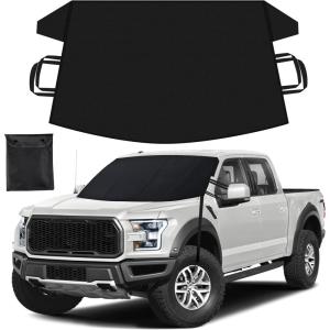 imageEcoNour Windshield Snow Cover with SHooks  HeavyDuty 600D Oxford Fabric  Waterproof Winter Car Windshield Cover for Pickup Trucks SUVs ampamp Vans  AllWeather Protection  XL 74quotx43quot