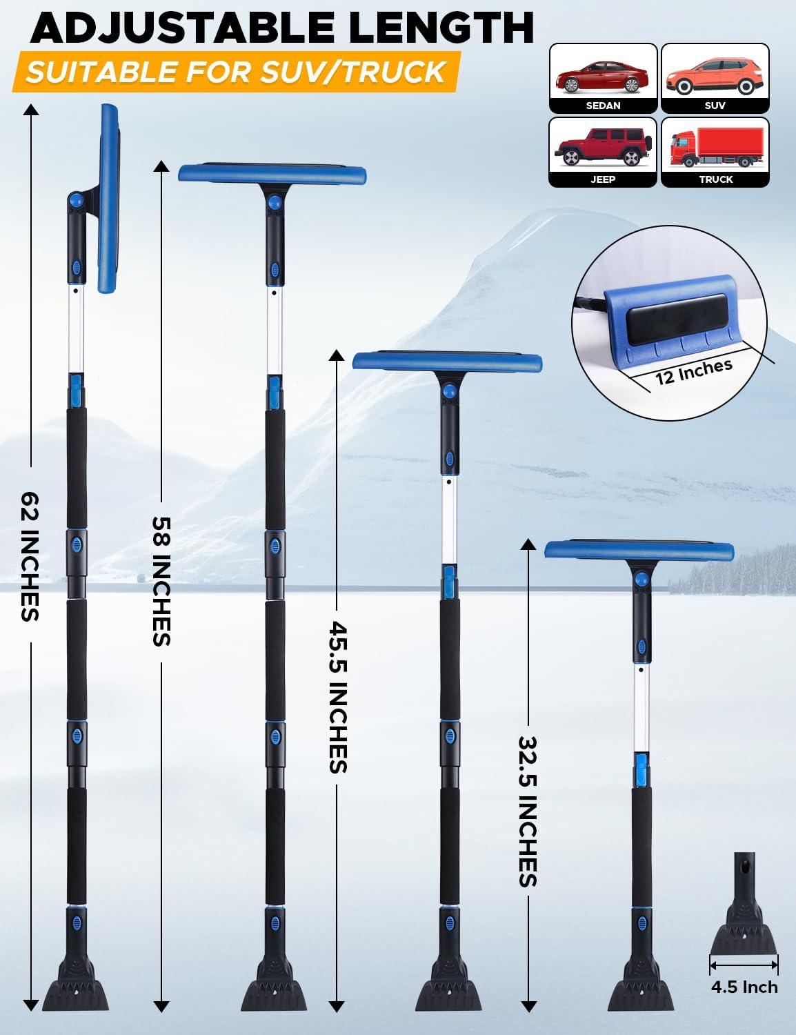 imageEcoNour 49quot Snow Broom with Ice Scraper for Car Windshield ampamp Windows  Scratch Free Snow Brush for Cars Trucks ampamp SUVs  Long Head Snow Rake Remover Perfect for Home and Car Roof62