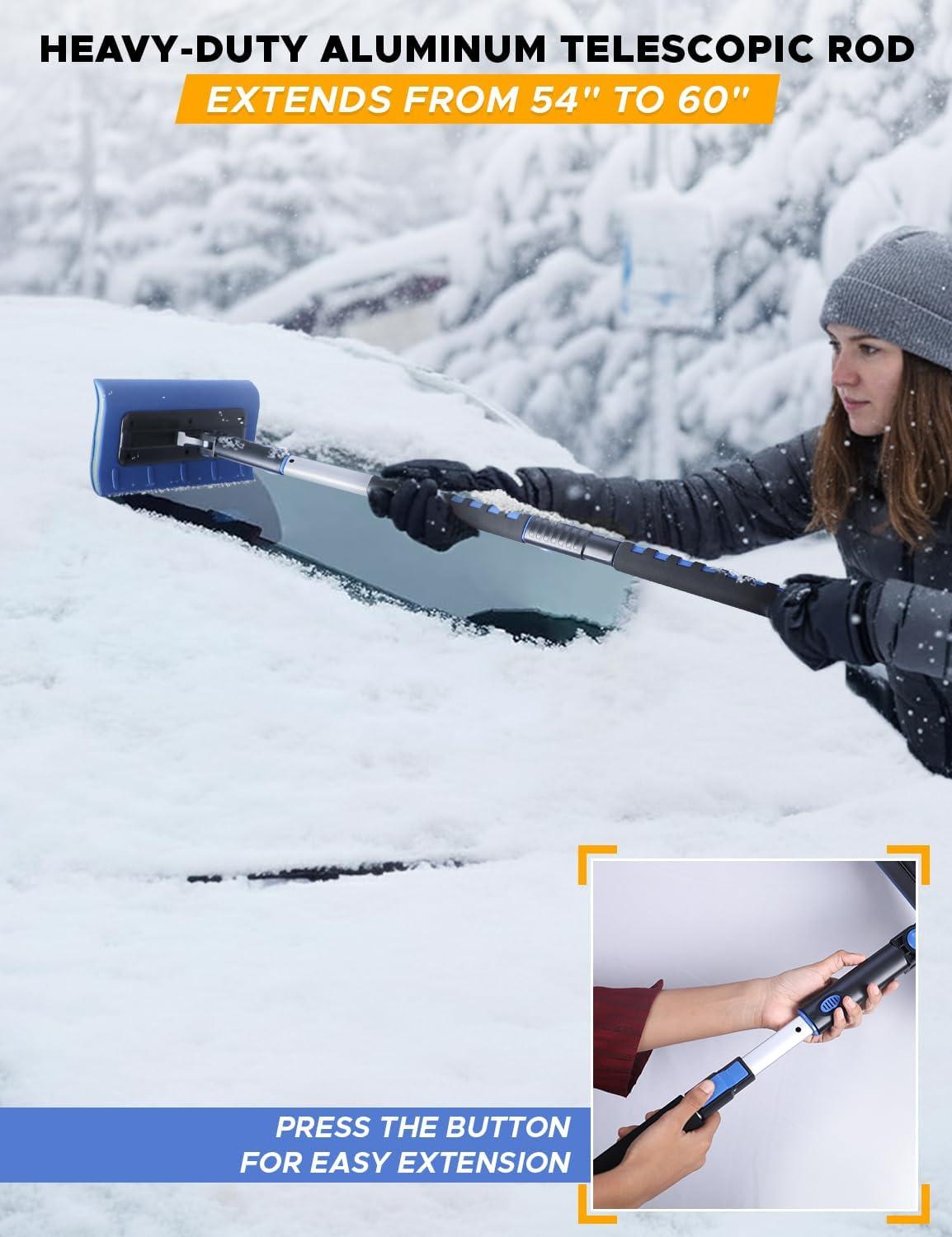 imageEcoNour 49quot Snow Broom with Ice Scraper for Car Windshield ampamp Windows  Scratch Free Snow Brush for Cars Trucks ampamp SUVs  Long Head Snow Rake Remover Perfect for Home and Car Roof62