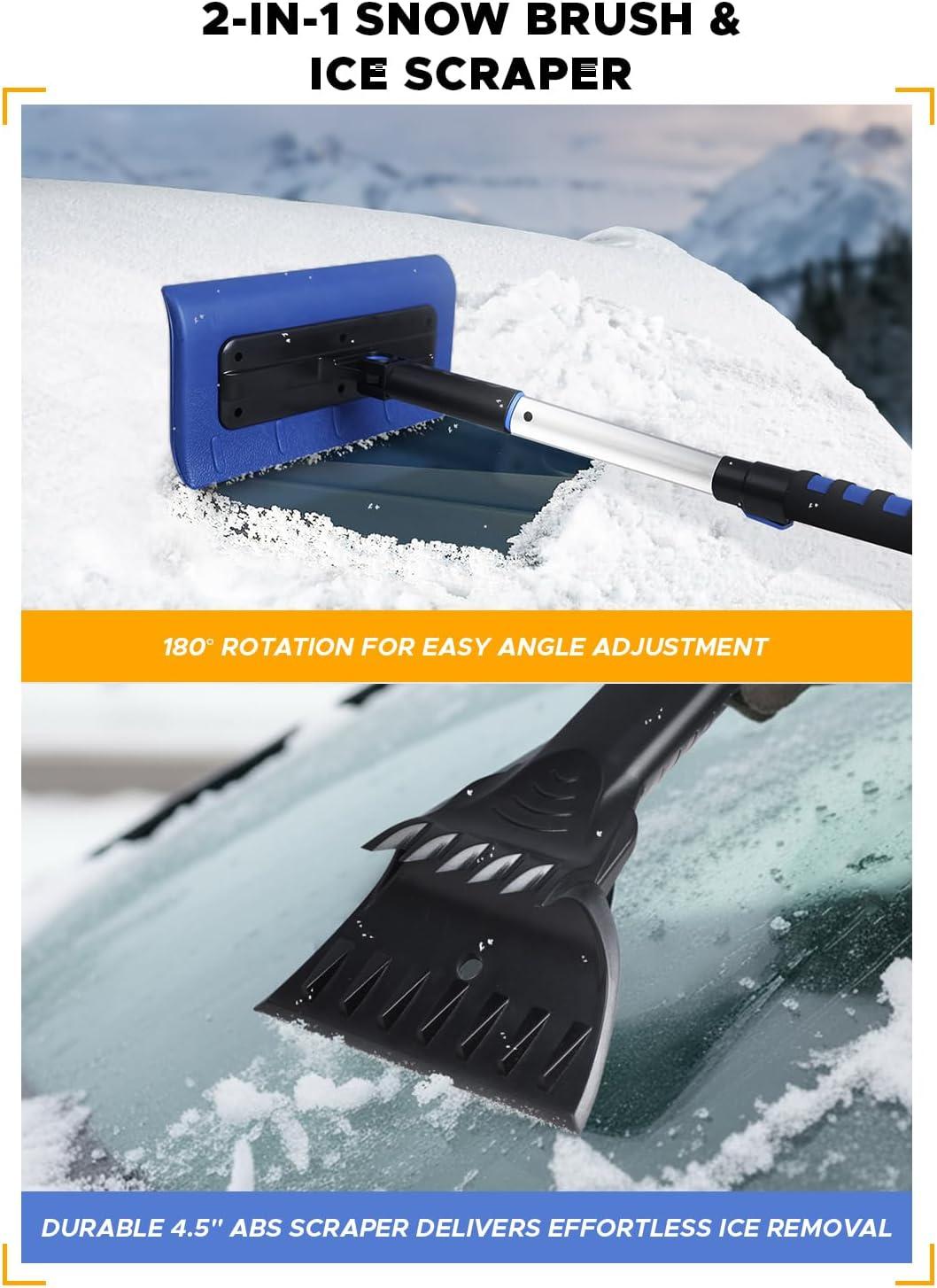 imageEcoNour 49quot Snow Broom with Ice Scraper for Car Windshield ampamp Windows  Scratch Free Snow Brush for Cars Trucks ampamp SUVs  Long Head Snow Rake Remover Perfect for Home and Car Roof62