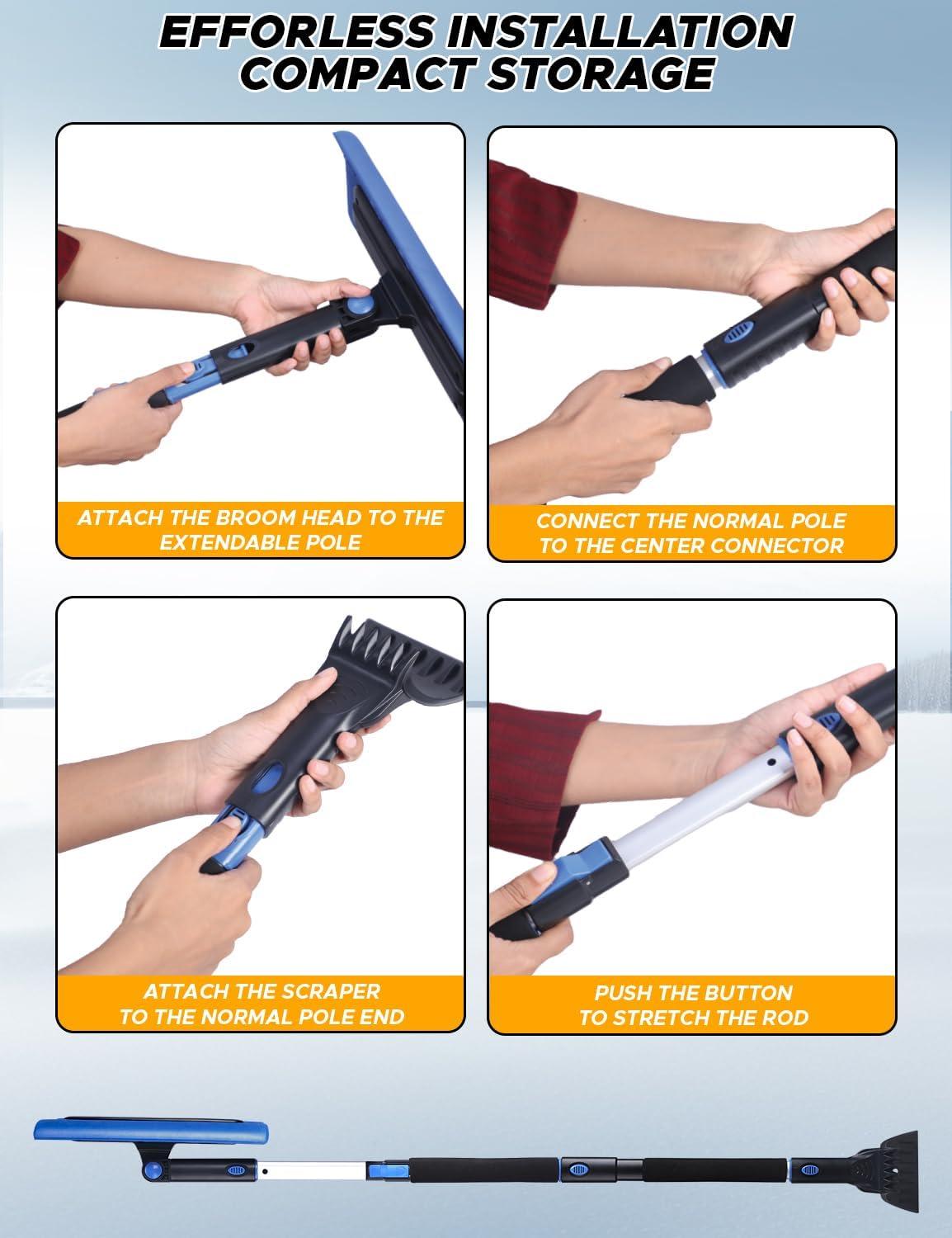 imageEcoNour 49quot Snow Broom with Ice Scraper for Car Windshield ampamp Windows  Scratch Free Snow Brush for Cars Trucks ampamp SUVs  Long Head Snow Rake Remover Perfect for Home and Car Roof49