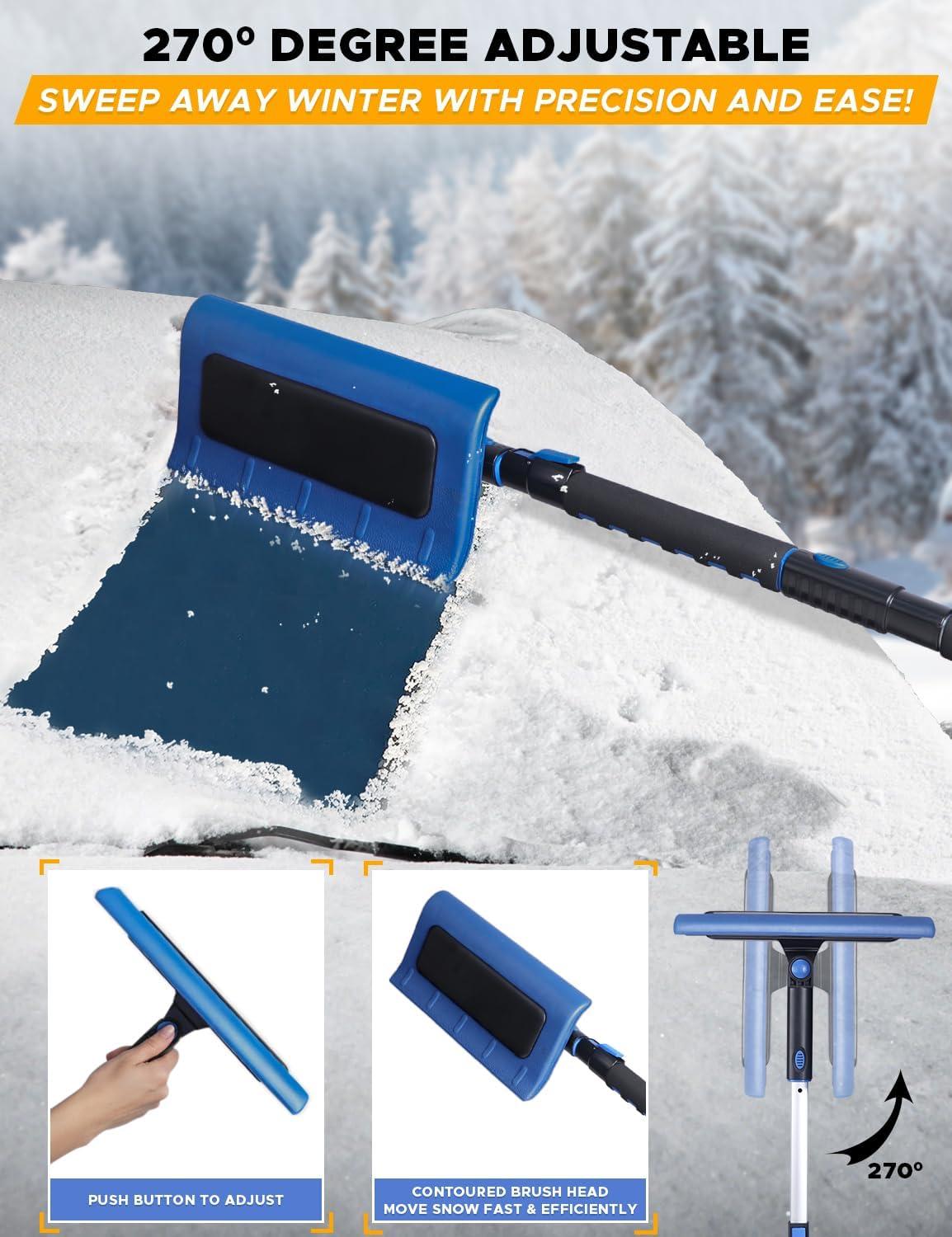 imageEcoNour 49quot Snow Broom with Ice Scraper for Car Windshield ampamp Windows  Scratch Free Snow Brush for Cars Trucks ampamp SUVs  Long Head Snow Rake Remover Perfect for Home and Car Roof49